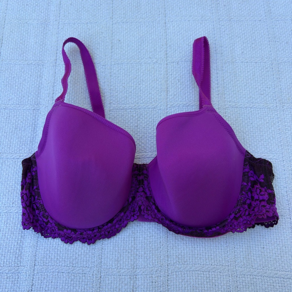 Women's 36D WACOAL Embrace Lace Purple Underwire T-Shirt Bra 853191